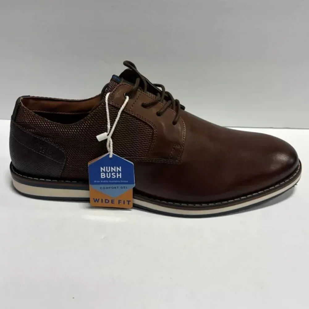 Nunn Bush Men’s Circuit Plain Toe Oxford Brown, Size 11 Wide